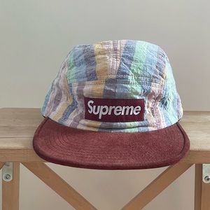 SUPREME Suede Striped Cap